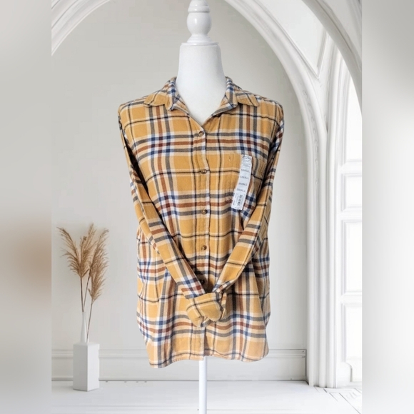 Sonoma Tops - Sonoma Women's Yellow Plaid Flannel Size Small - New With Tags